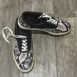 Greats Snakeskin Print Canvas Lace-Up Sneakers